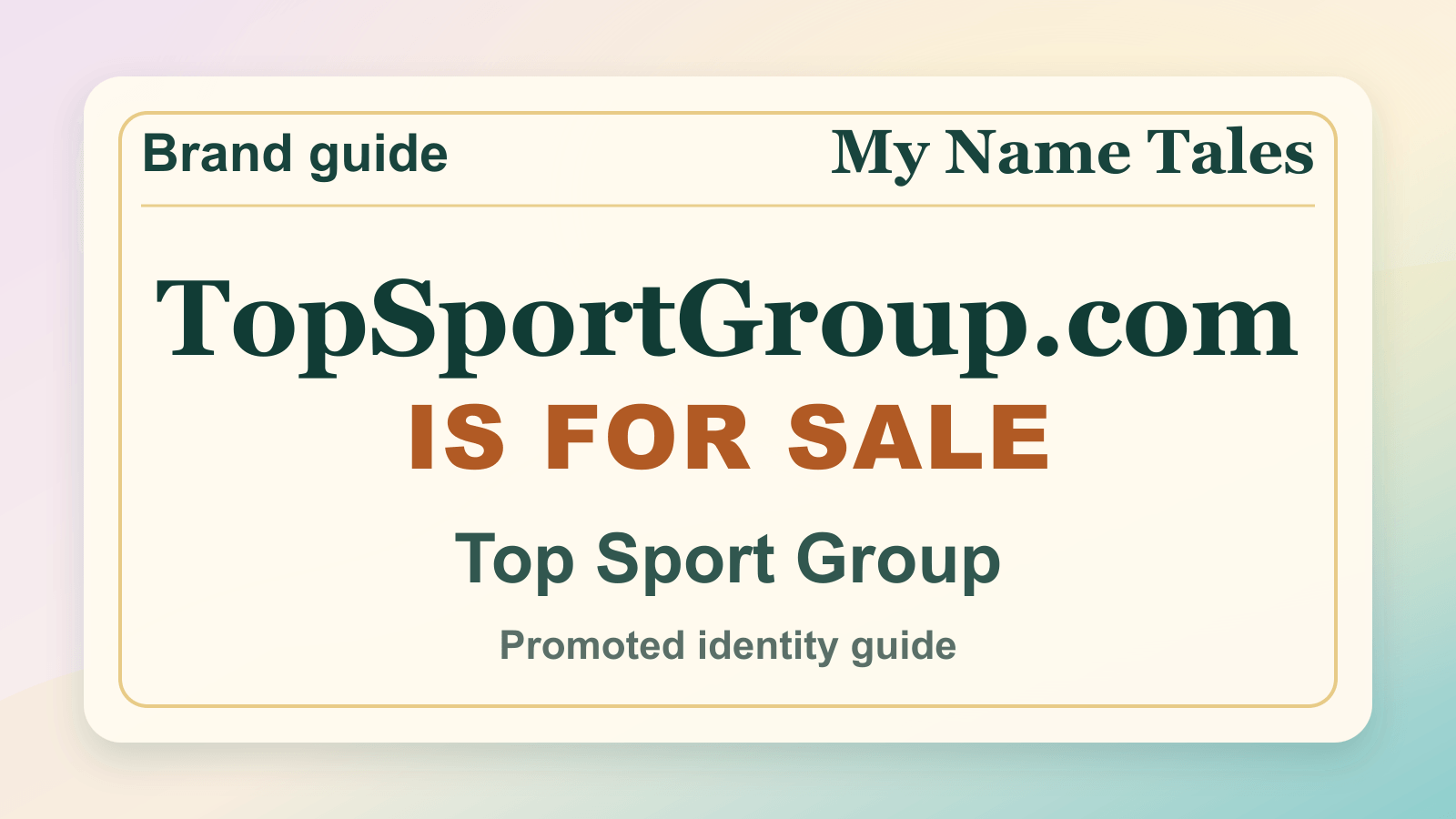 Top Sport Group identity guide image — TopSportGroup.com is for sale