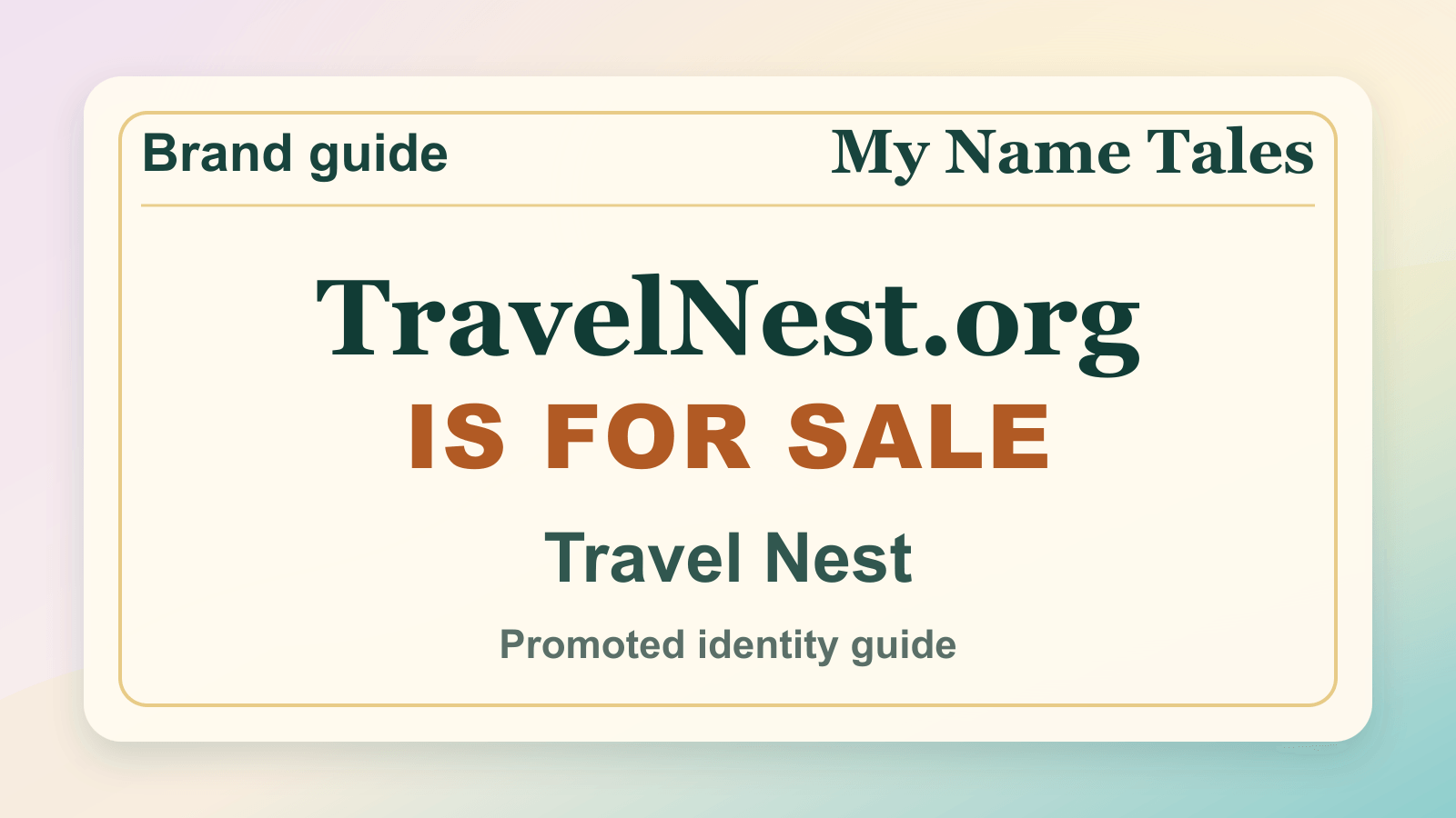 Travel Nest identity guide image — TravelNest.org is for sale