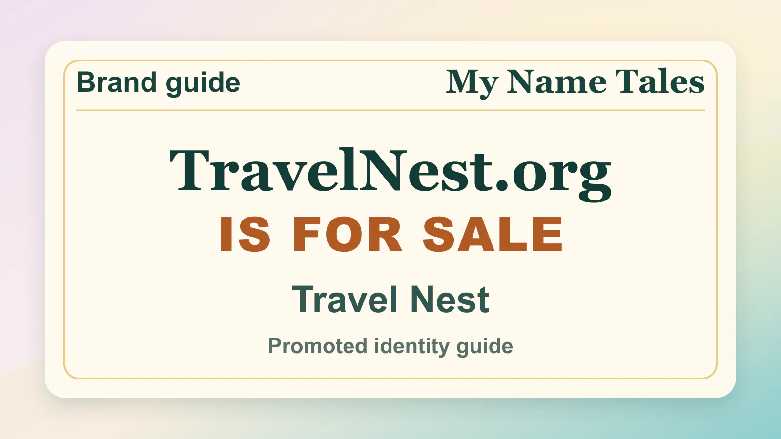 Travel Nest brandable domain guide thumbnail on My Name Tales