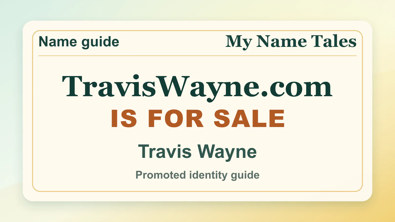 Travis Wayne personal name guide thumbnail on My Name Tales