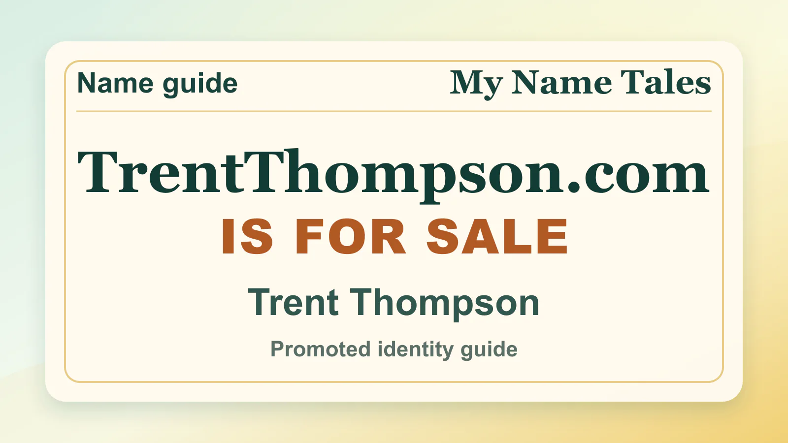 Trent Thompson personal name guide thumbnail on My Name Tales