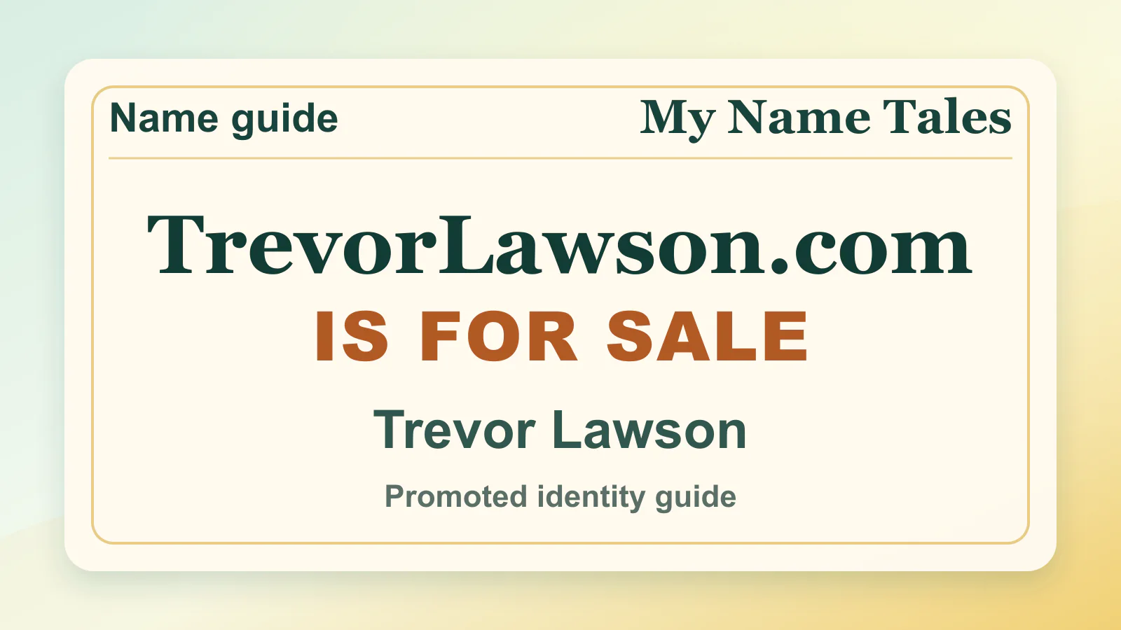 Trevor Lawson personal name guide thumbnail on My Name Tales