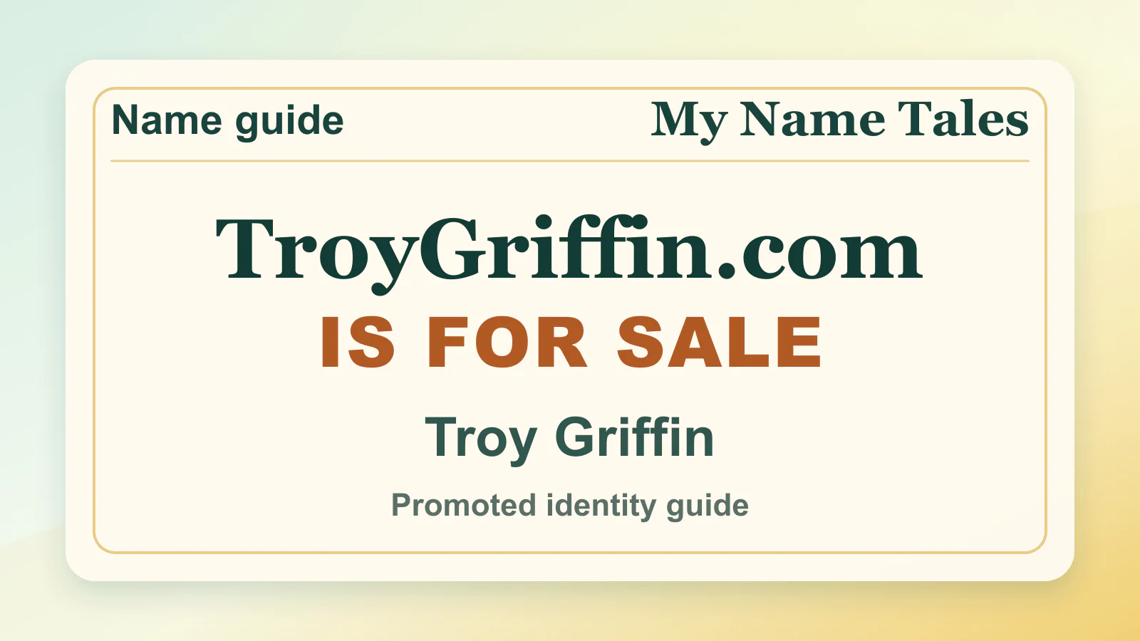 Troy Griffin personal name guide thumbnail on My Name Tales