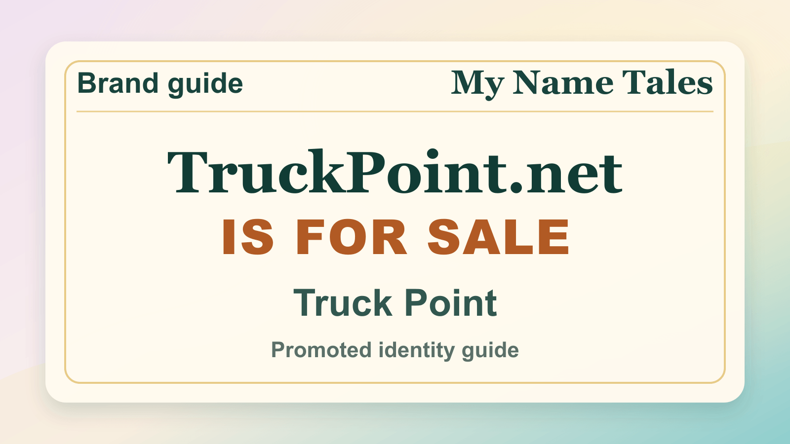 Truck Point identity guide image — TruckPoint.net is for sale