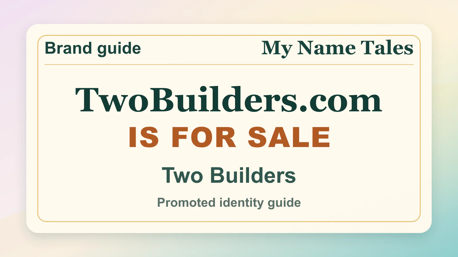 Two Builders brandable domain guide thumbnail on My Name Tales
