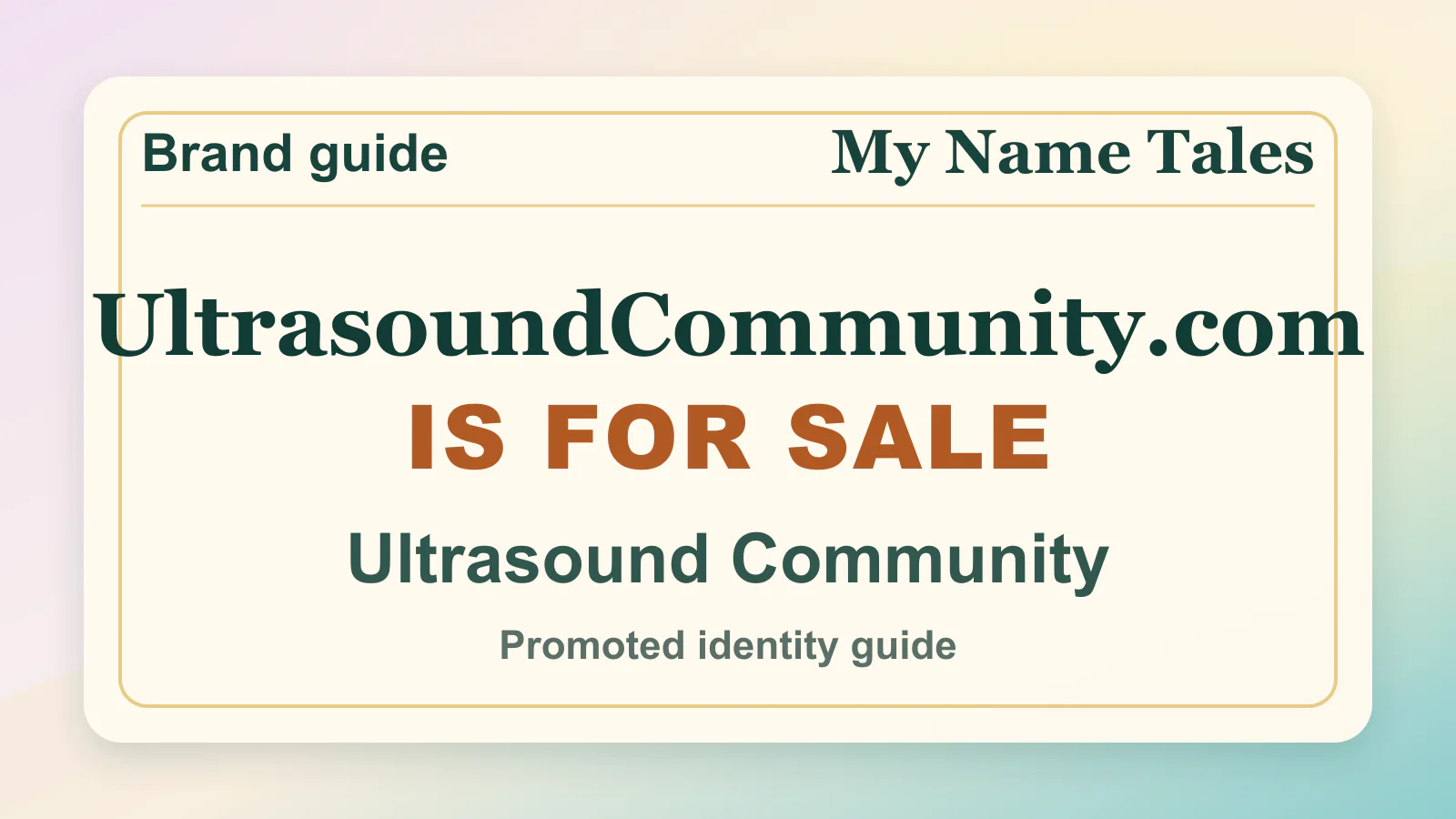 Ultrasound Community brandable domain guide thumbnail on My Name Tales