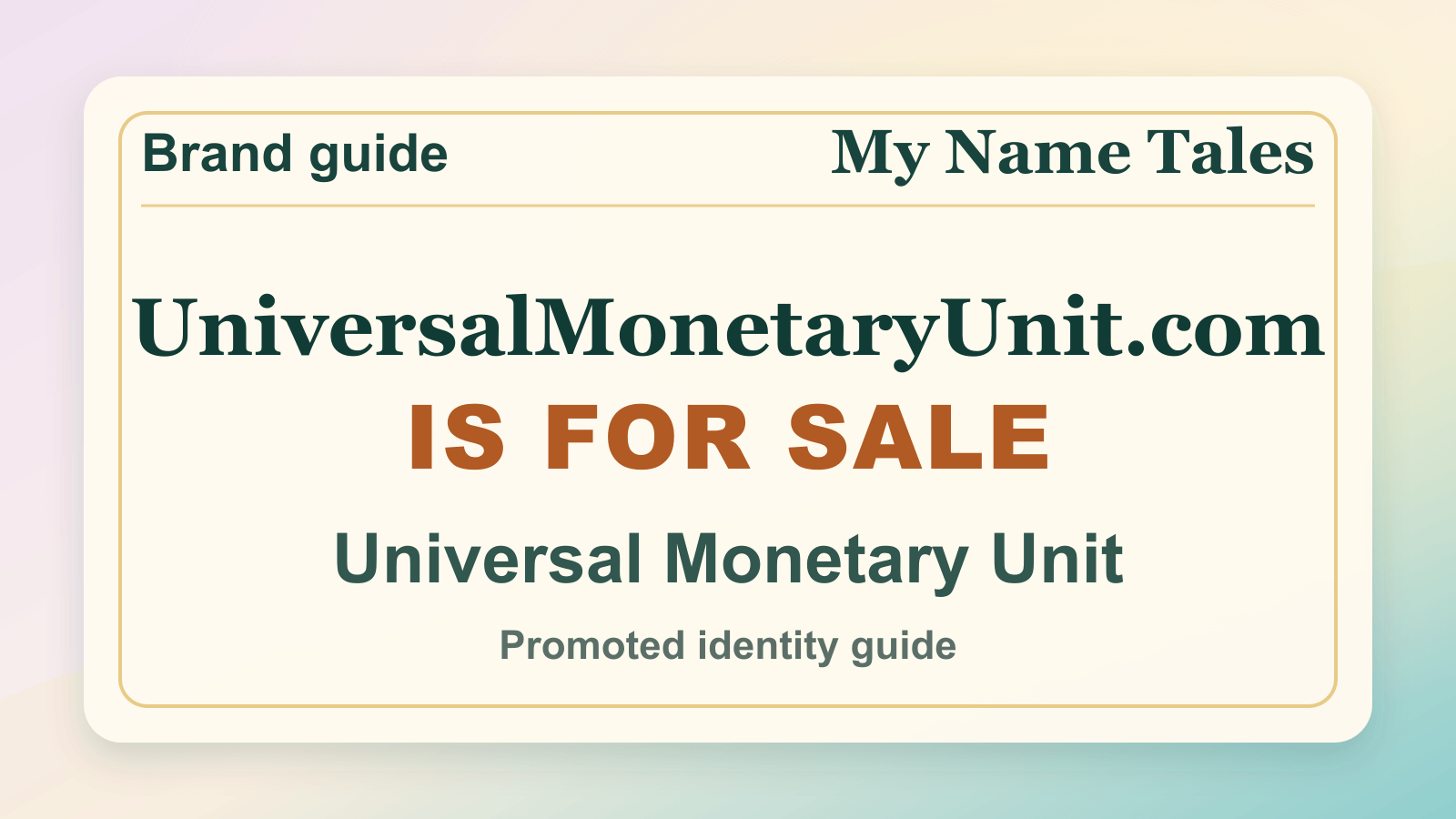 Universal Monetary Unit identity guide image — UniversalMonetaryUnit.com is for sale