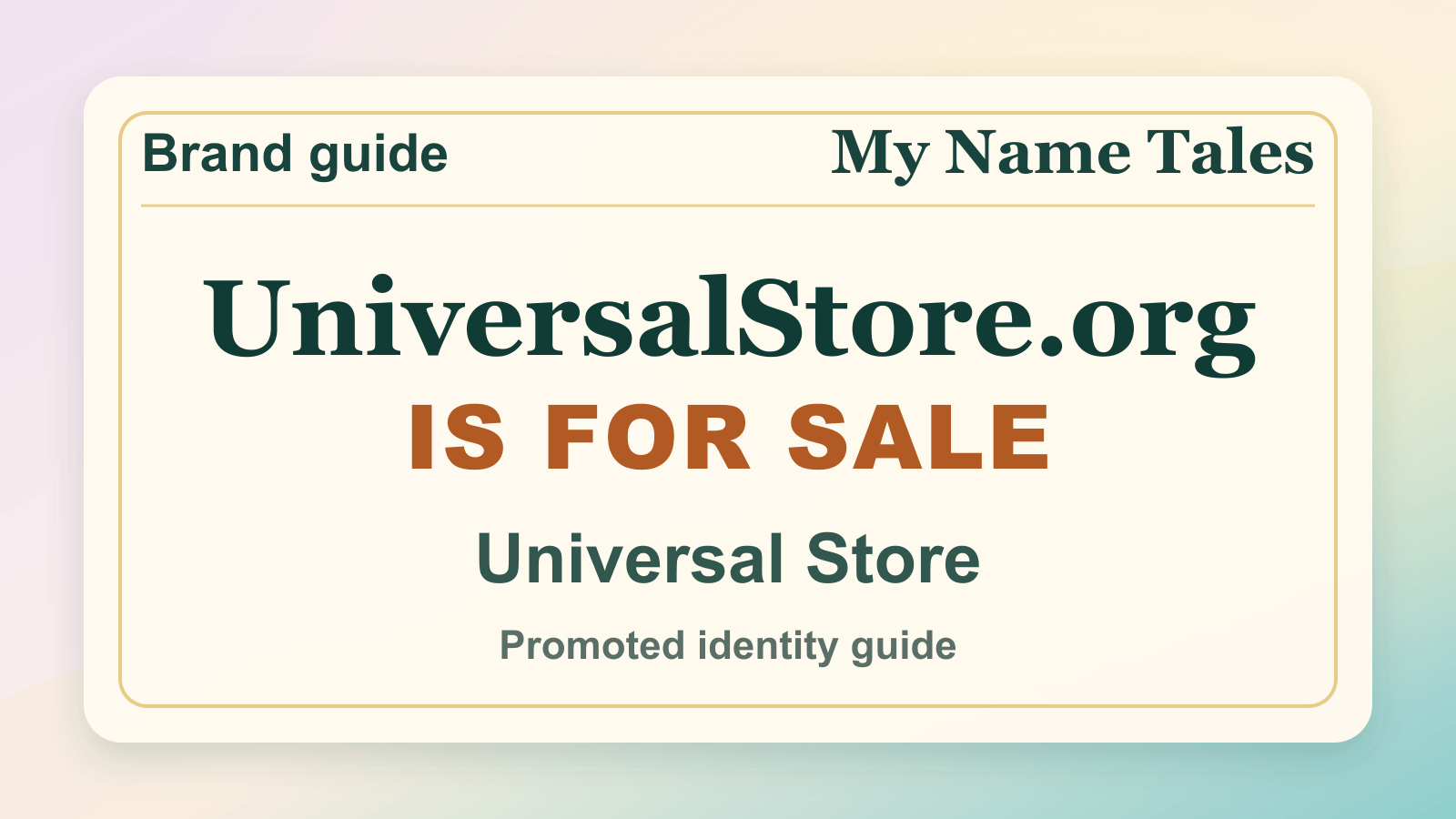 Universal Store identity guide image — UniversalStore.org is for sale