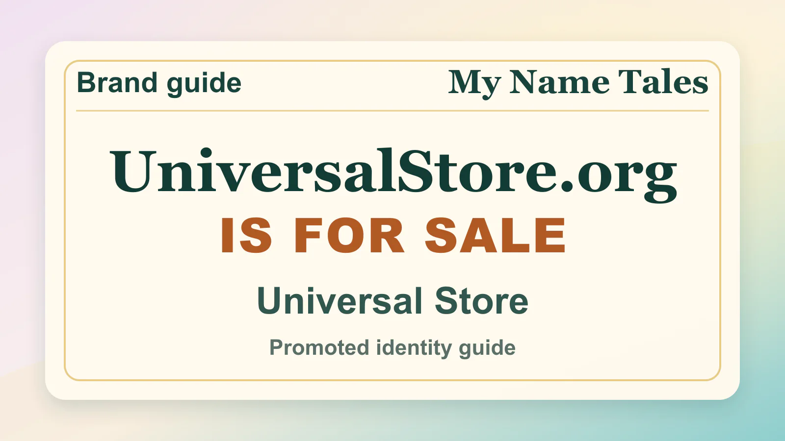 Universal Store brandable domain guide thumbnail on My Name Tales