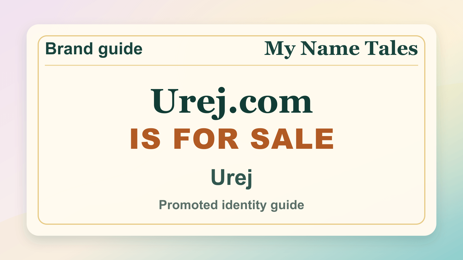 Urej identity guide image — Urej.com is for sale