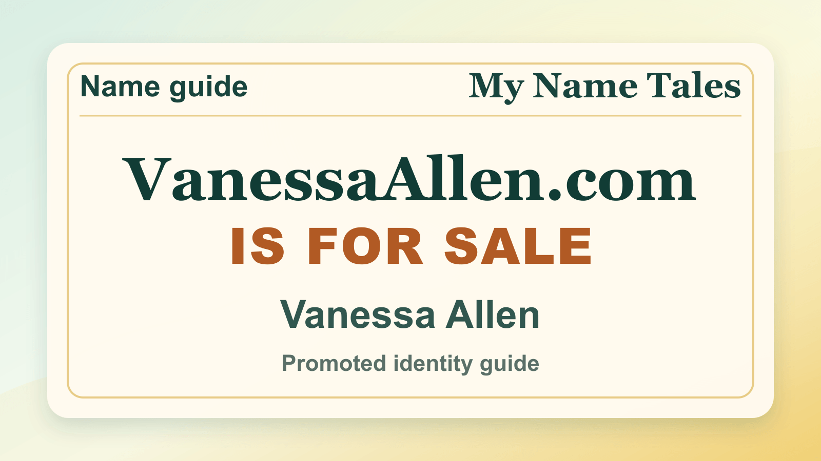 Vanessa Allen identity guide image — VanessaAllen.com is for sale