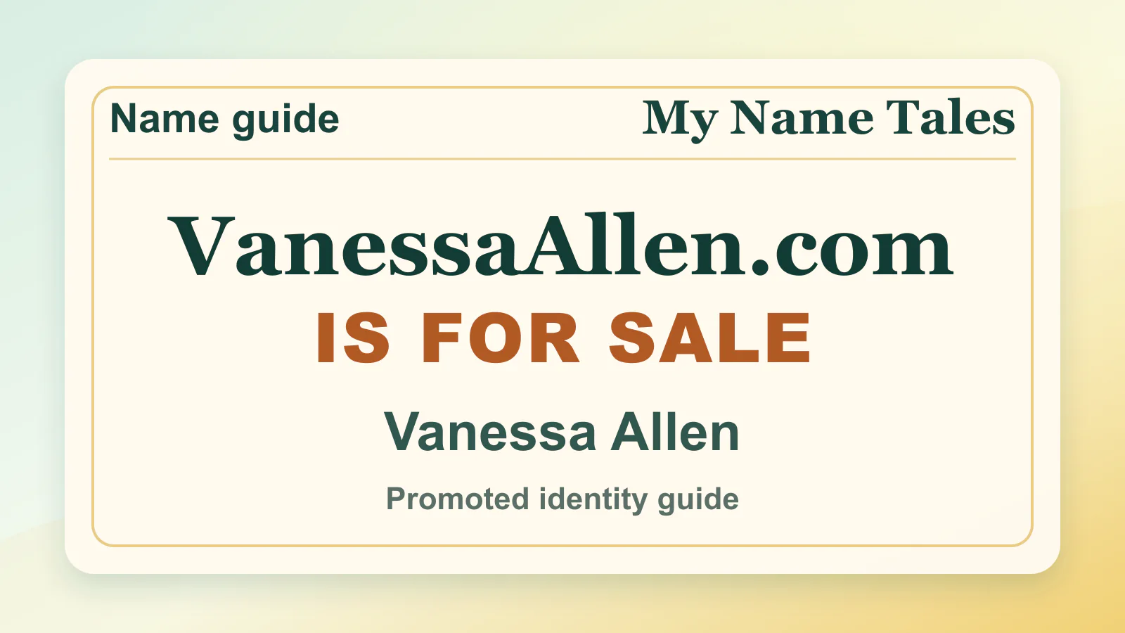 Vanessa Allen personal name guide thumbnail on My Name Tales