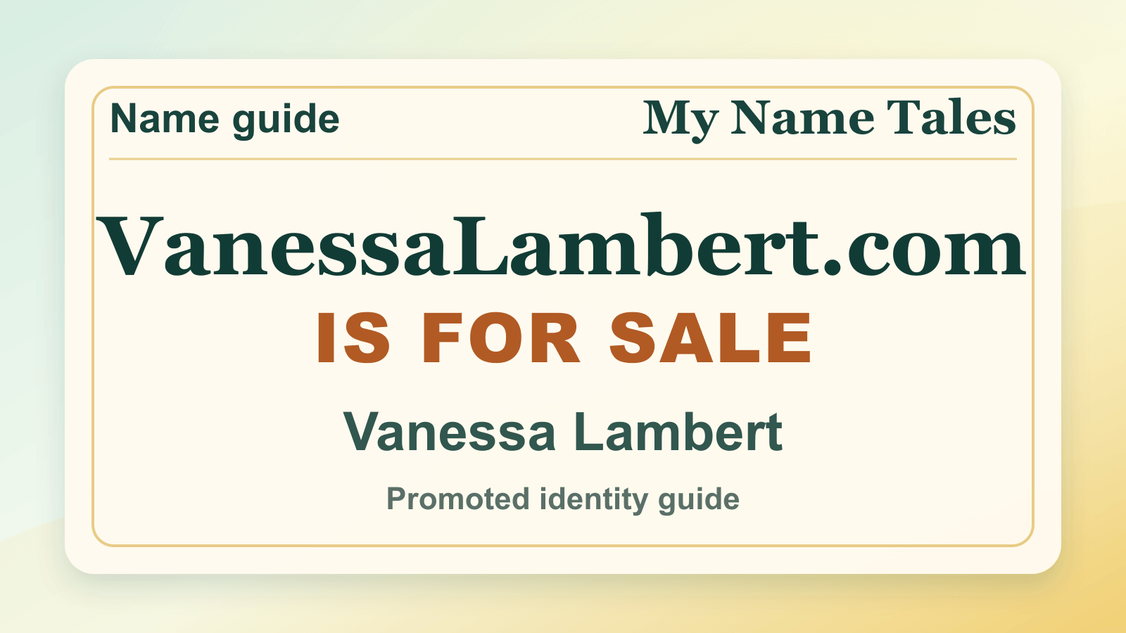 Vanessa Lambert identity guide image — VanessaLambert.com is for sale