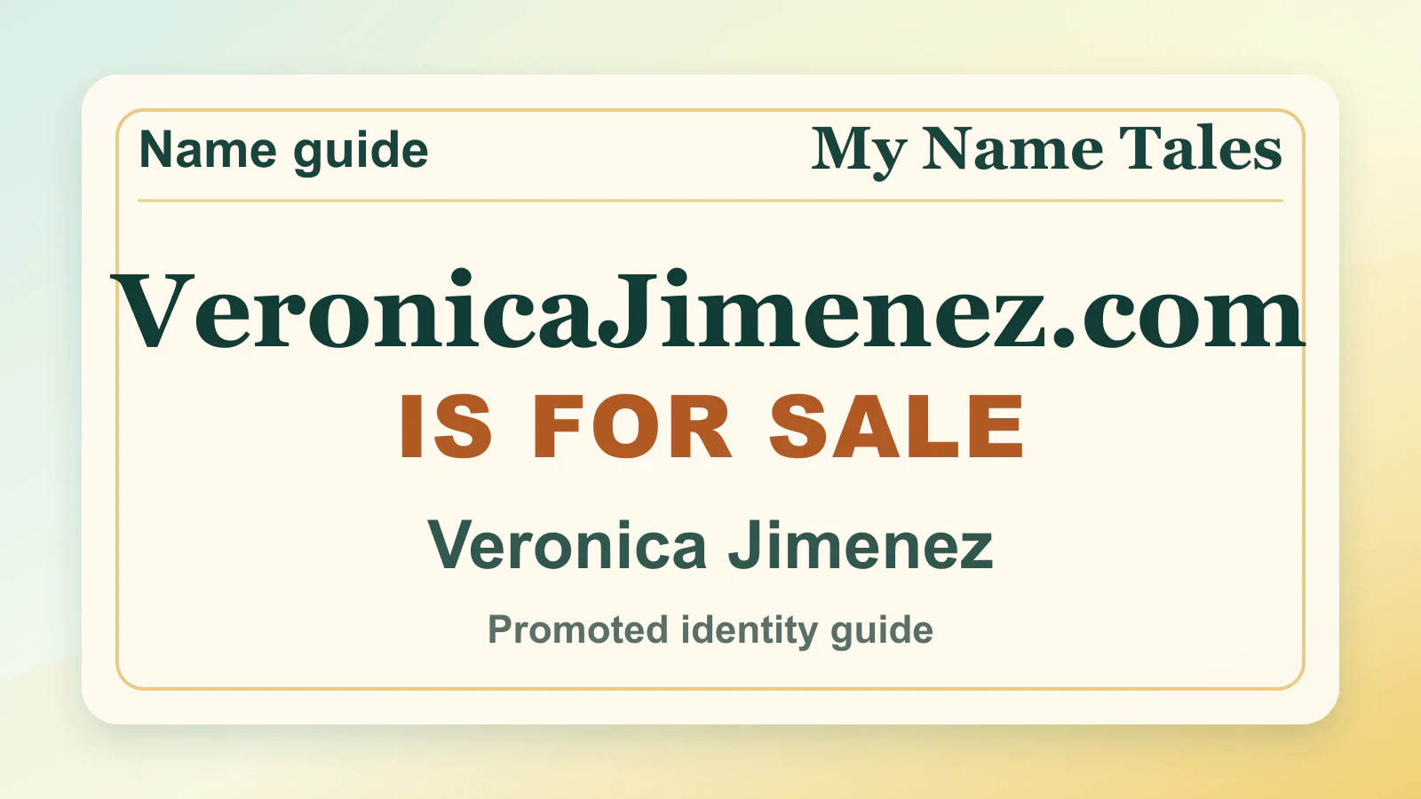 Veronica Jimenez personal name guide thumbnail on My Name Tales