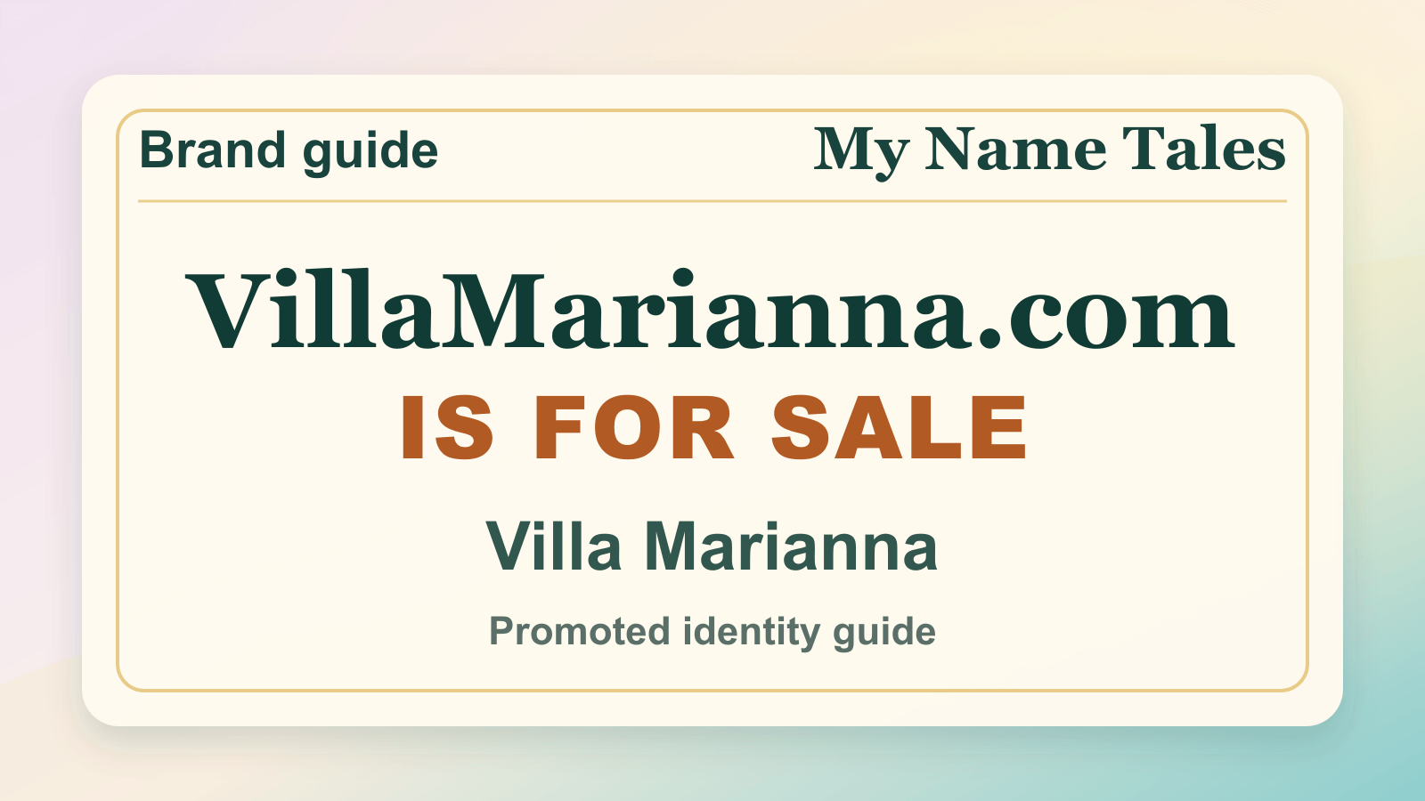Villa Marianna identity guide image — VillaMarianna.com is for sale