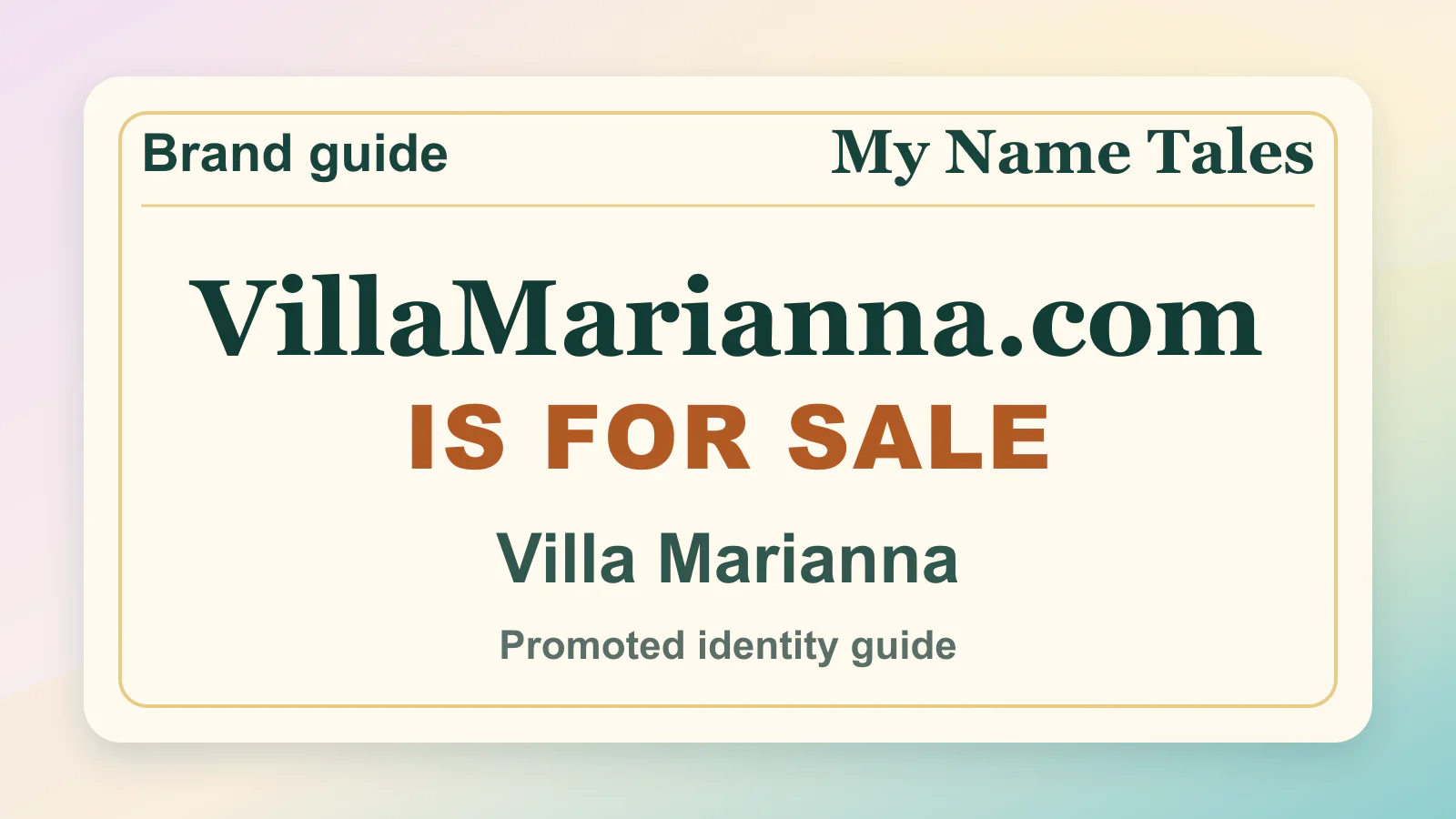 Villa Marianna brandable domain guide thumbnail on My Name Tales