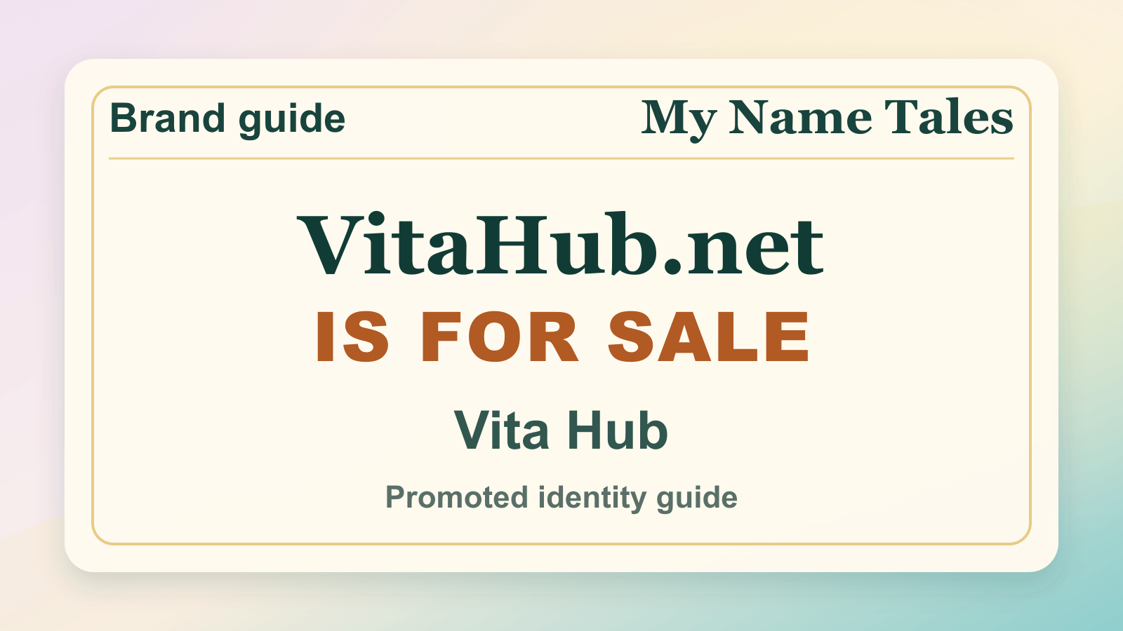 Vita Hub identity guide image — VitaHub.net is for sale