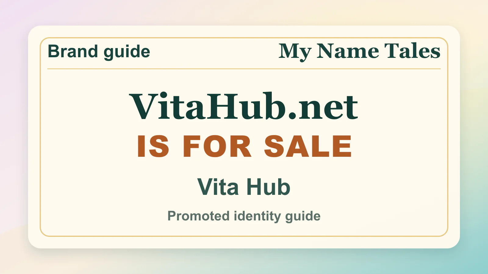 Vita Hub brandable domain guide thumbnail on My Name Tales