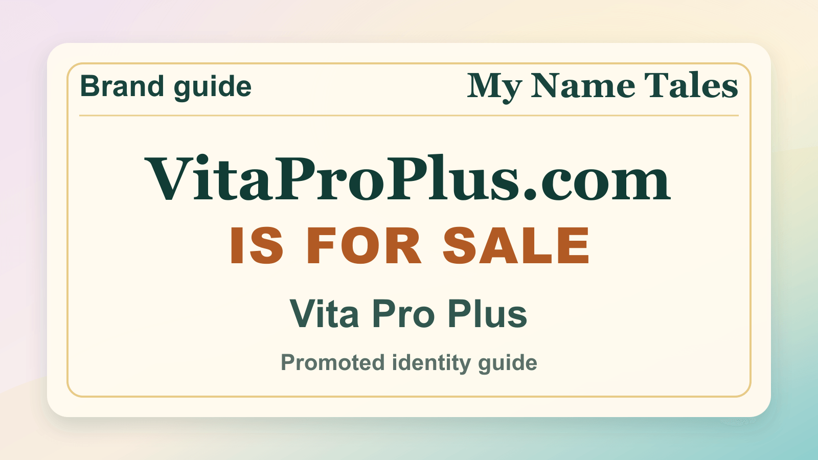 Vita Pro Plus identity guide image — VitaProPlus.com is for sale