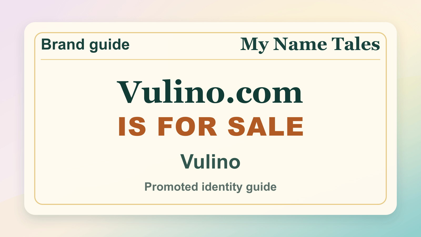 Vulino identity guide image — Vulino.com is for sale