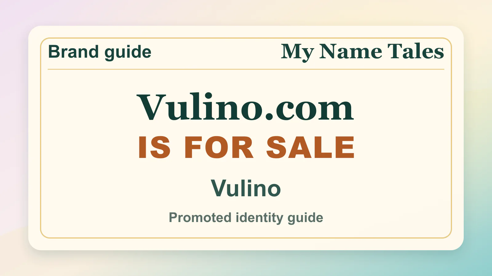 Vulino brandable domain guide thumbnail on My Name Tales
