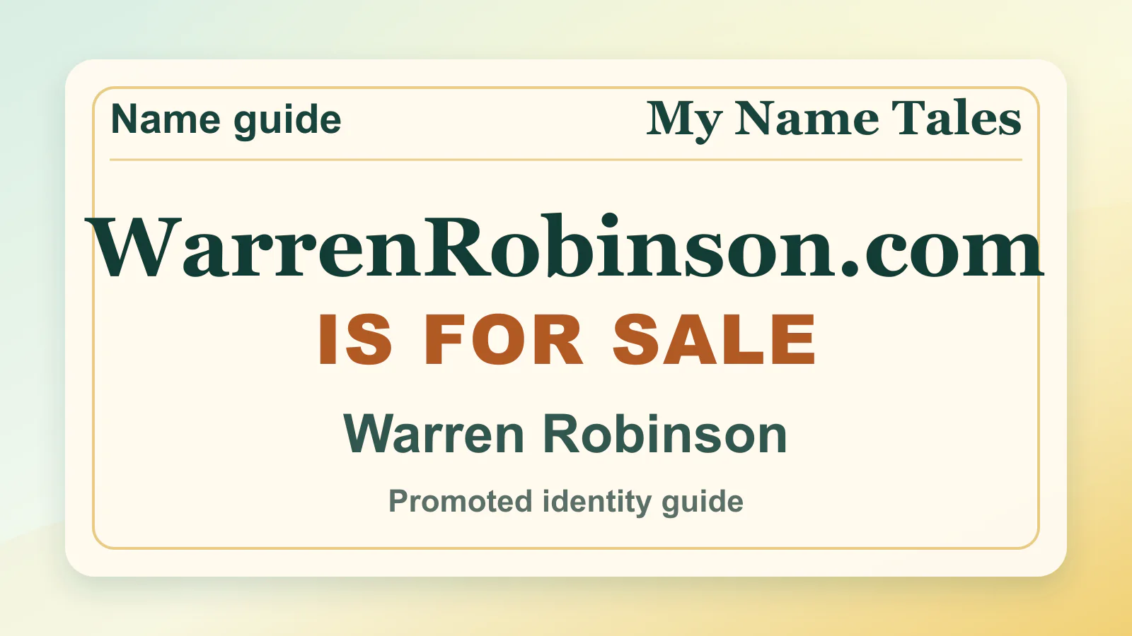 Warren Robinson personal name guide thumbnail on My Name Tales