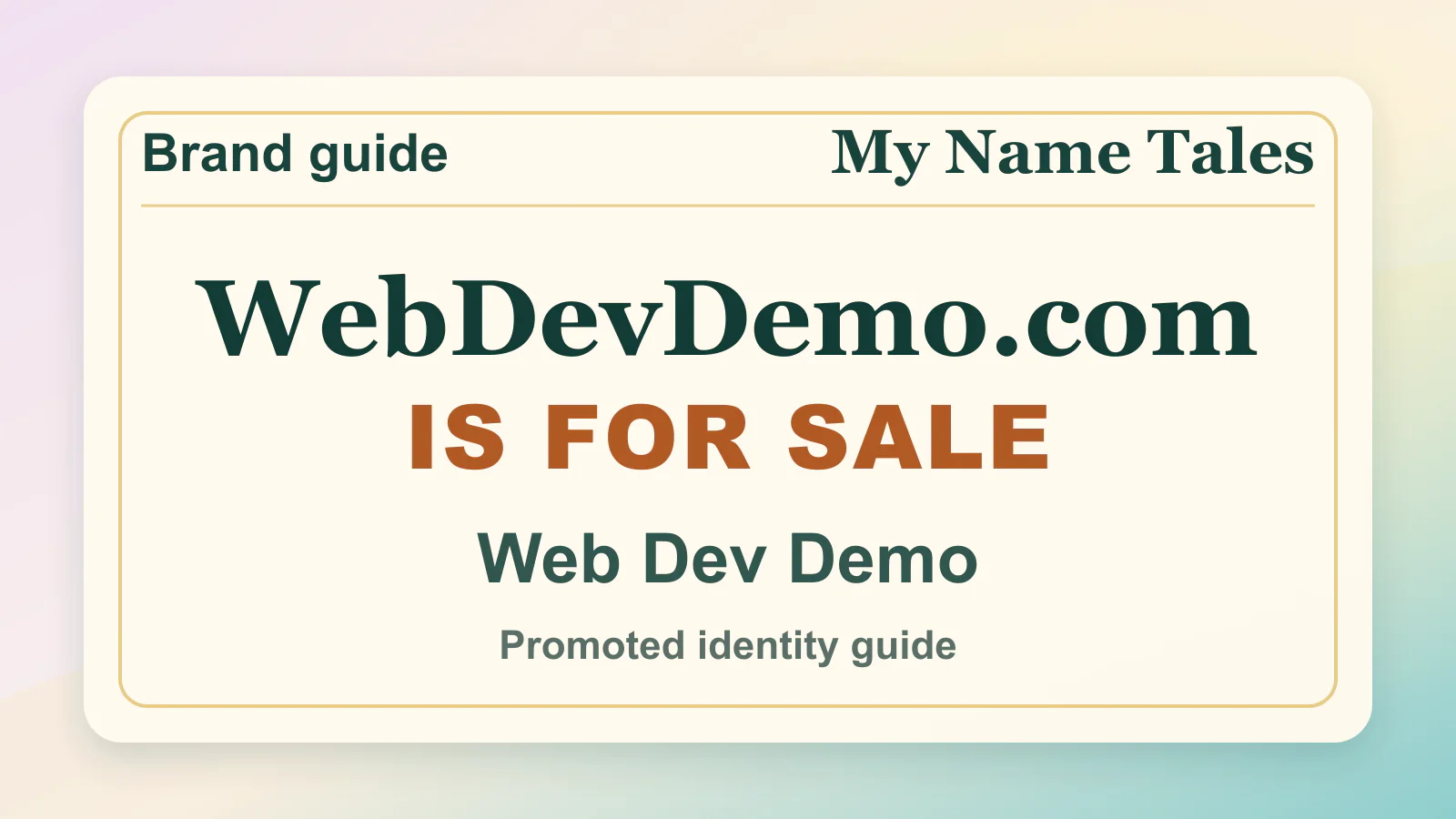 Web Dev Demo brandable domain guide thumbnail on My Name Tales