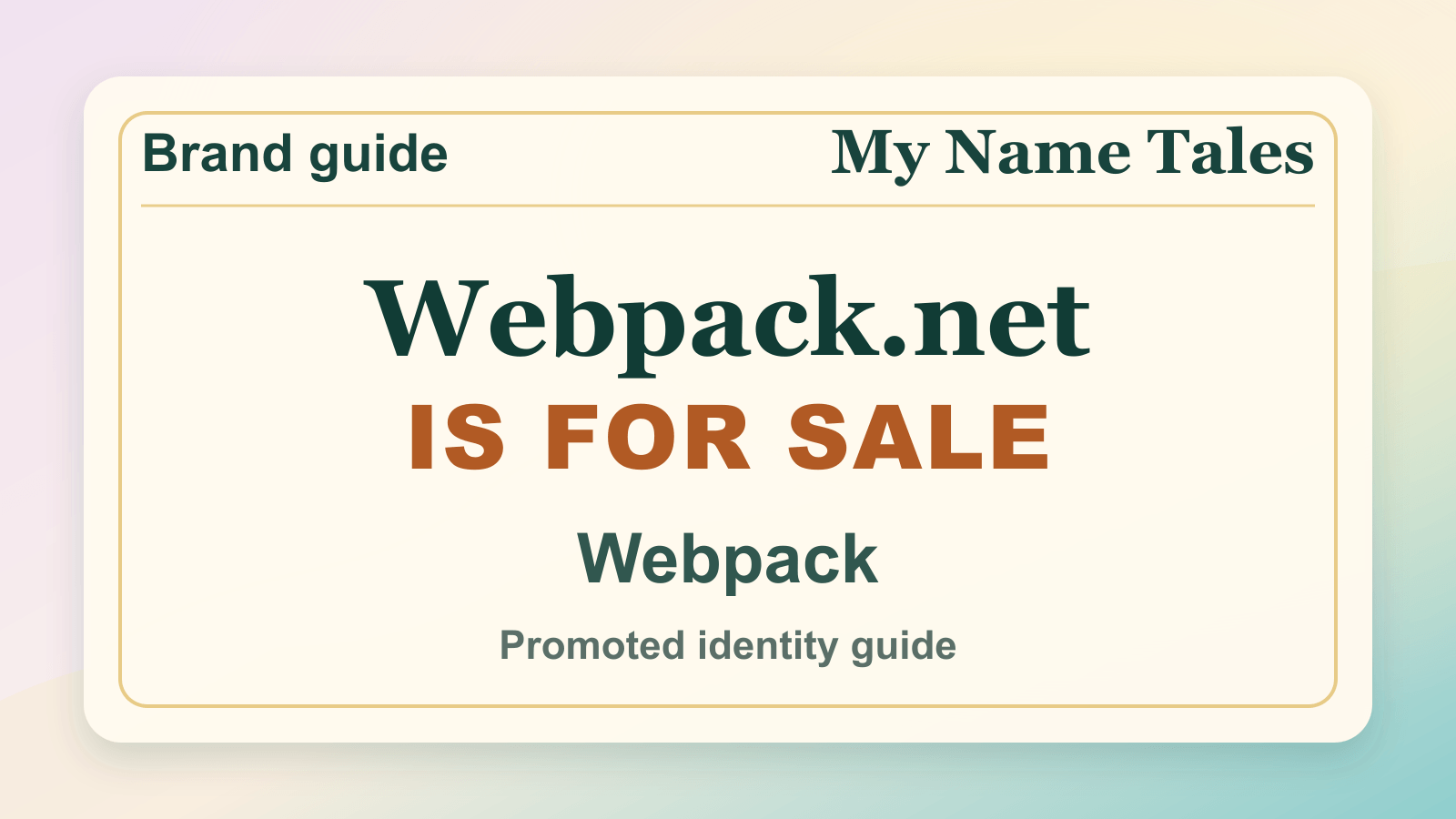 Webpack identity guide image — Webpack.net is for sale