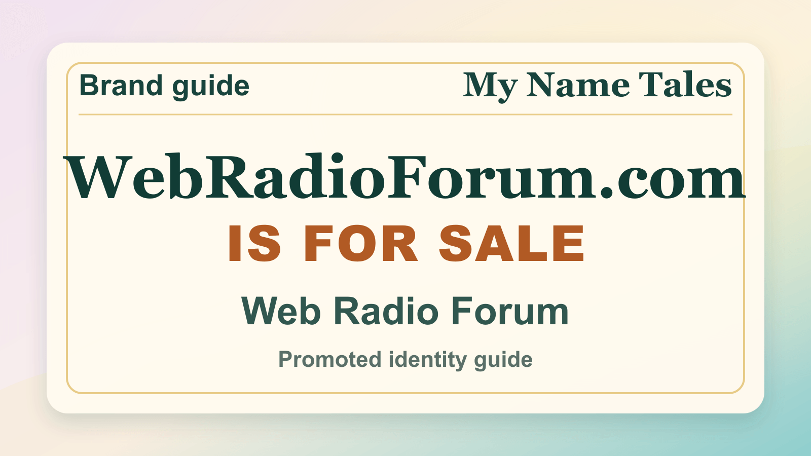 Web Radio Forum identity guide image — WebRadioForum.com is for sale
