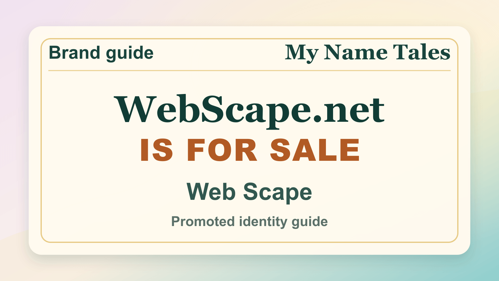 Web Scape identity guide image — WebScape.net is for sale