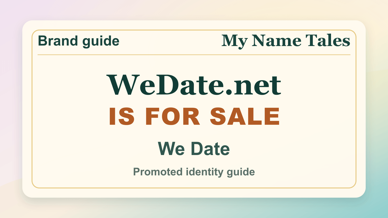 We Date identity guide image — WeDate.net is for sale