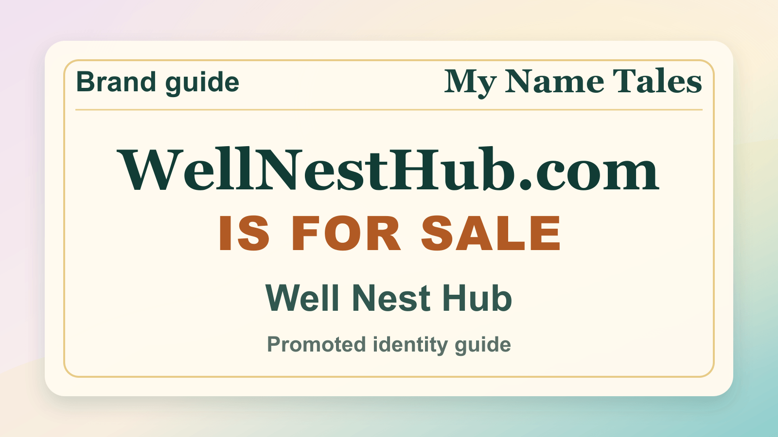 Well Nest Hub identity guide image — WellNestHub.com is for sale