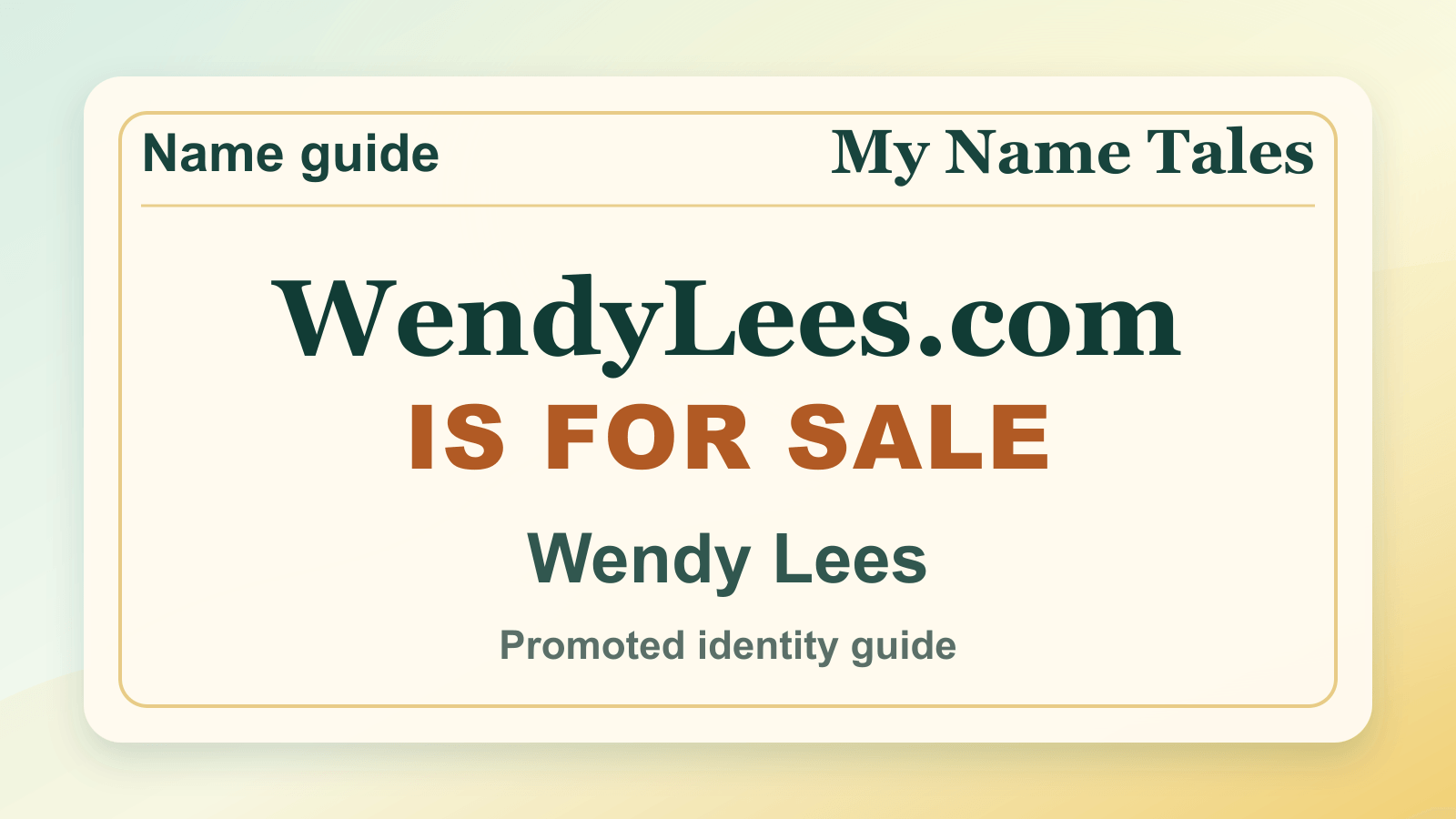Wendy Lees identity guide image — WendyLees.com is for sale