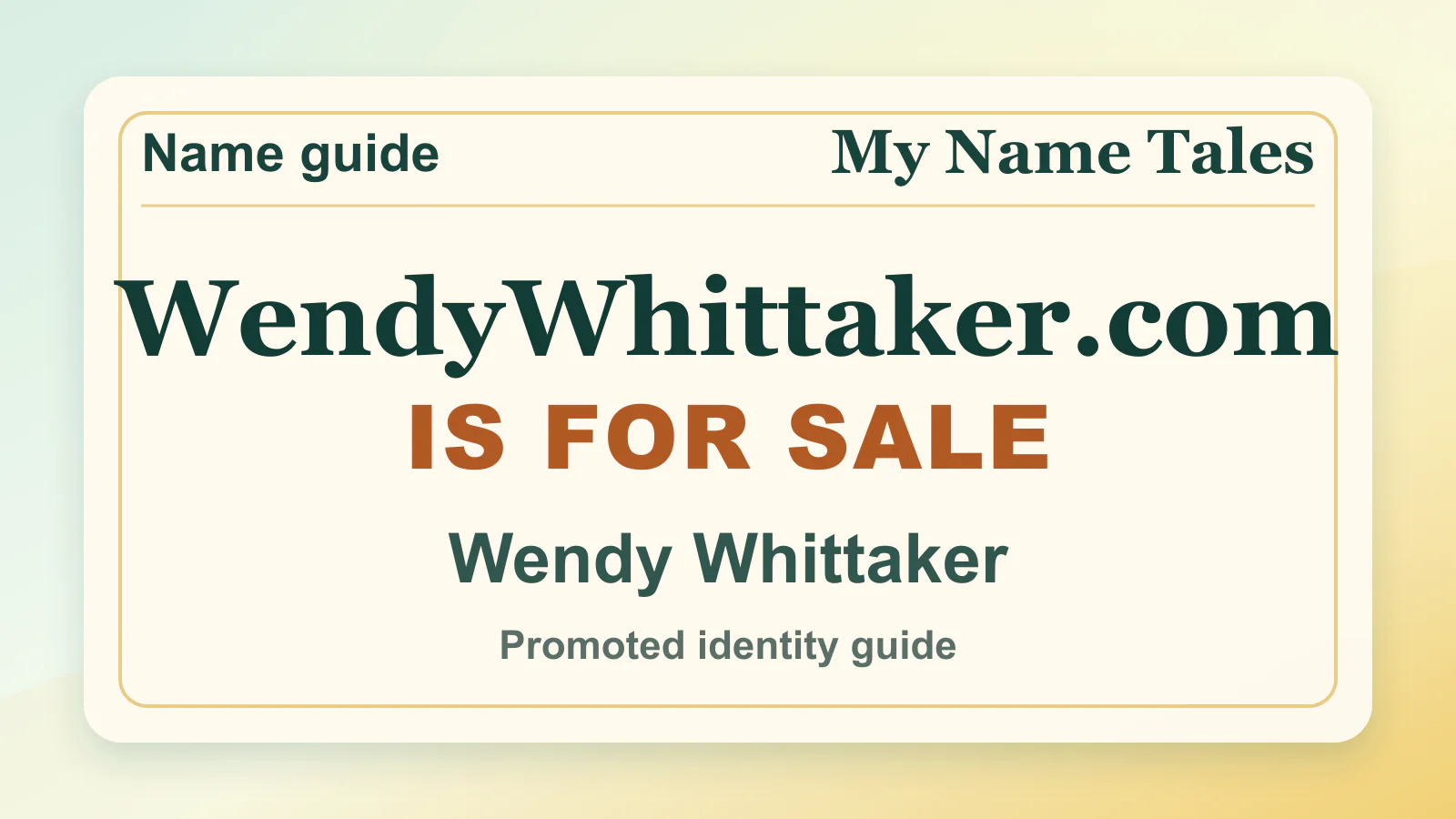 Wendy Whittaker personal name guide thumbnail on My Name Tales