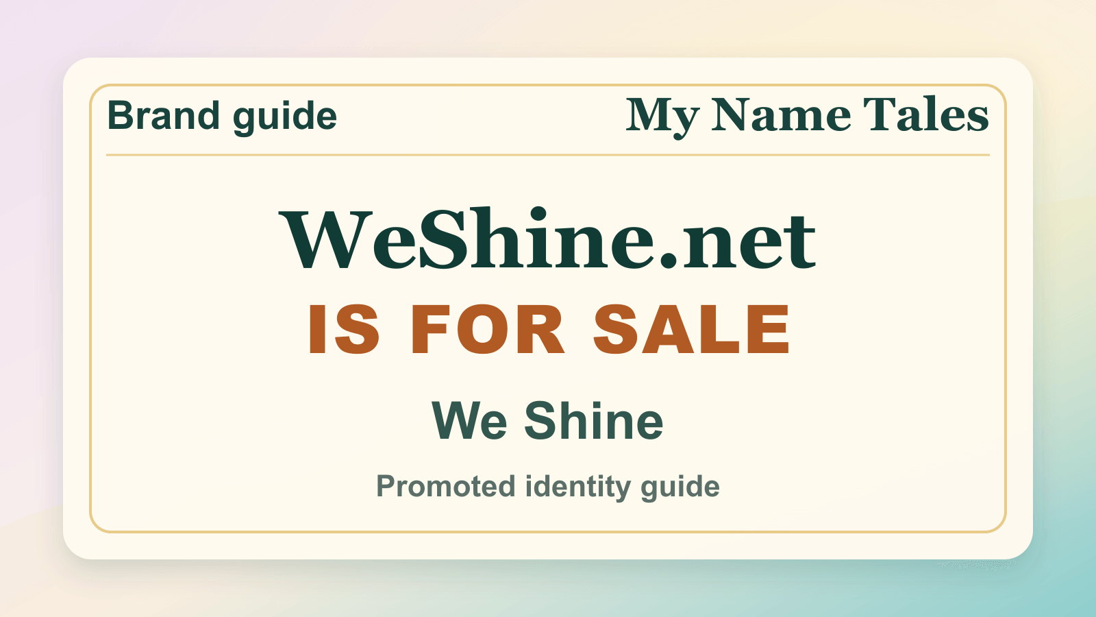 We Shine identity guide image — WeShine.net is for sale
