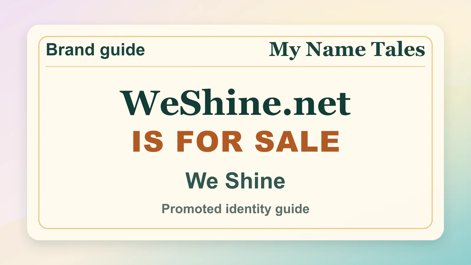 We Shine brandable domain guide thumbnail on My Name Tales