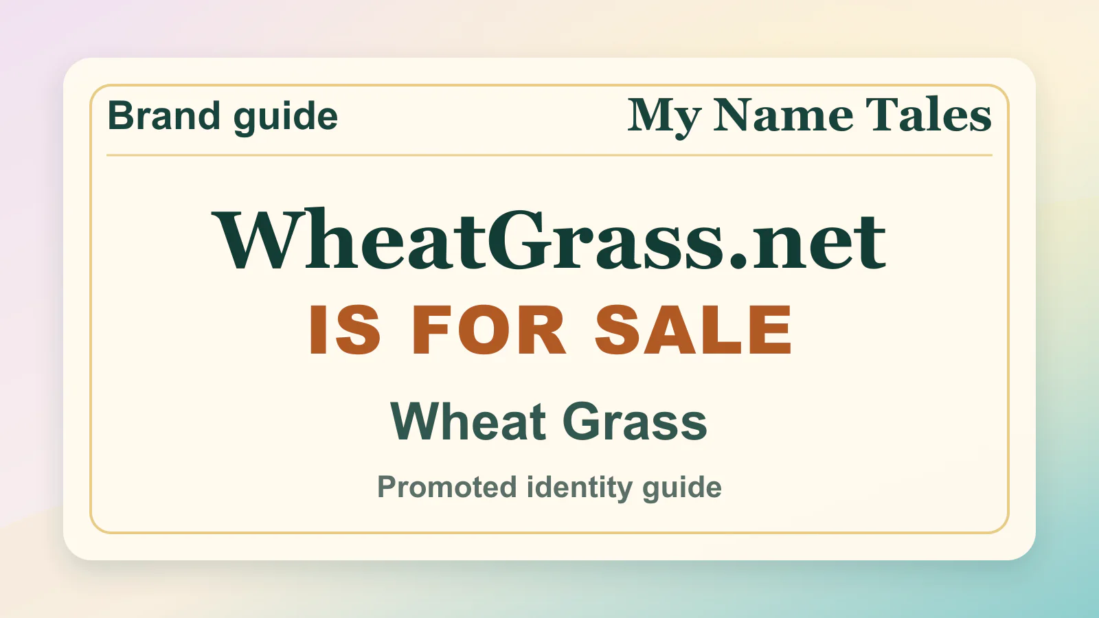 Wheat Grass brandable domain guide thumbnail on My Name Tales
