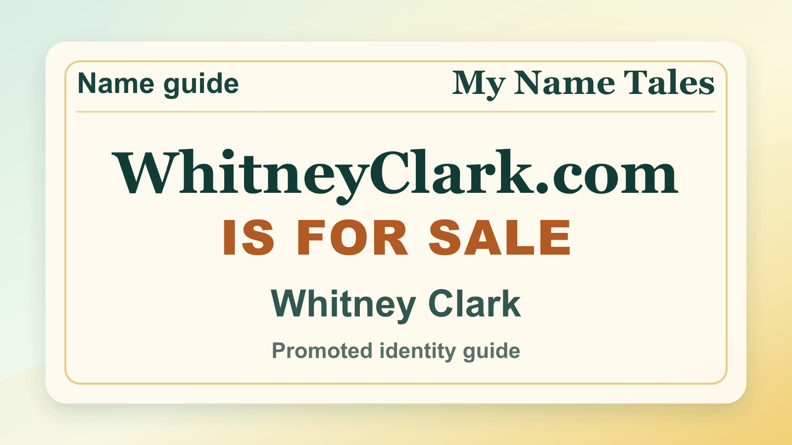 Whitney Clark identity guide image — WhitneyClark.com is for sale