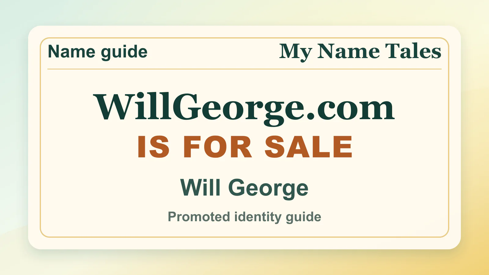 Will George personal name guide thumbnail on My Name Tales