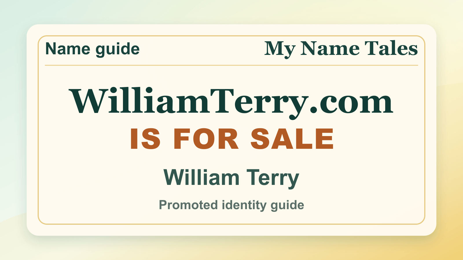 William Terry identity guide image — WilliamTerry.com is for sale