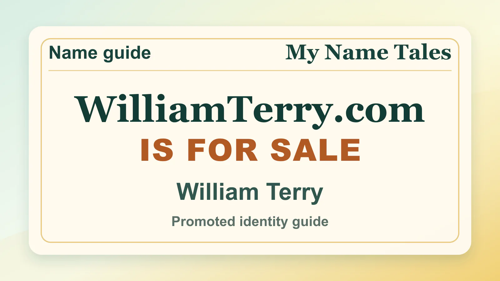 William Terry personal name guide thumbnail on My Name Tales