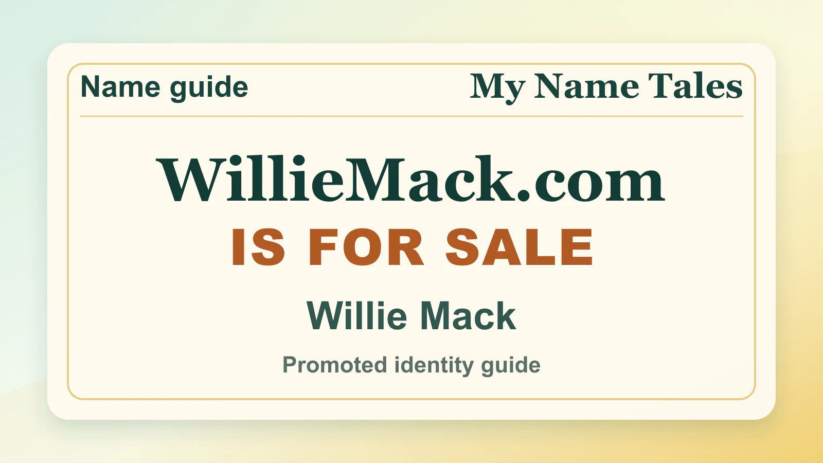 Willie Mack personal name guide thumbnail on My Name Tales
