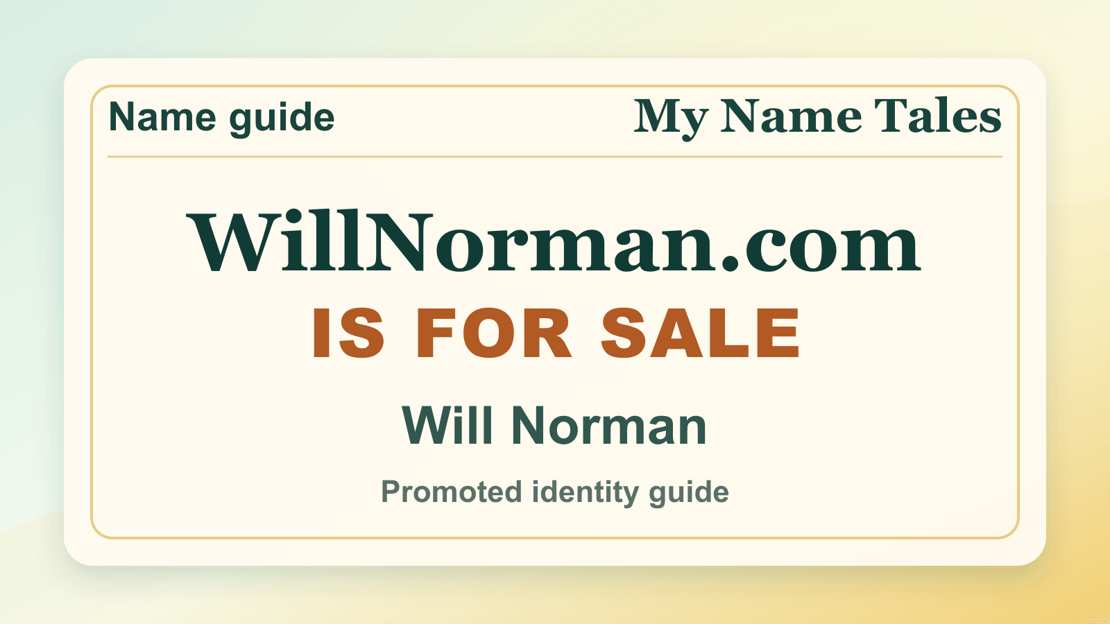 Will Norman identity guide image — WillNorman.com is for sale