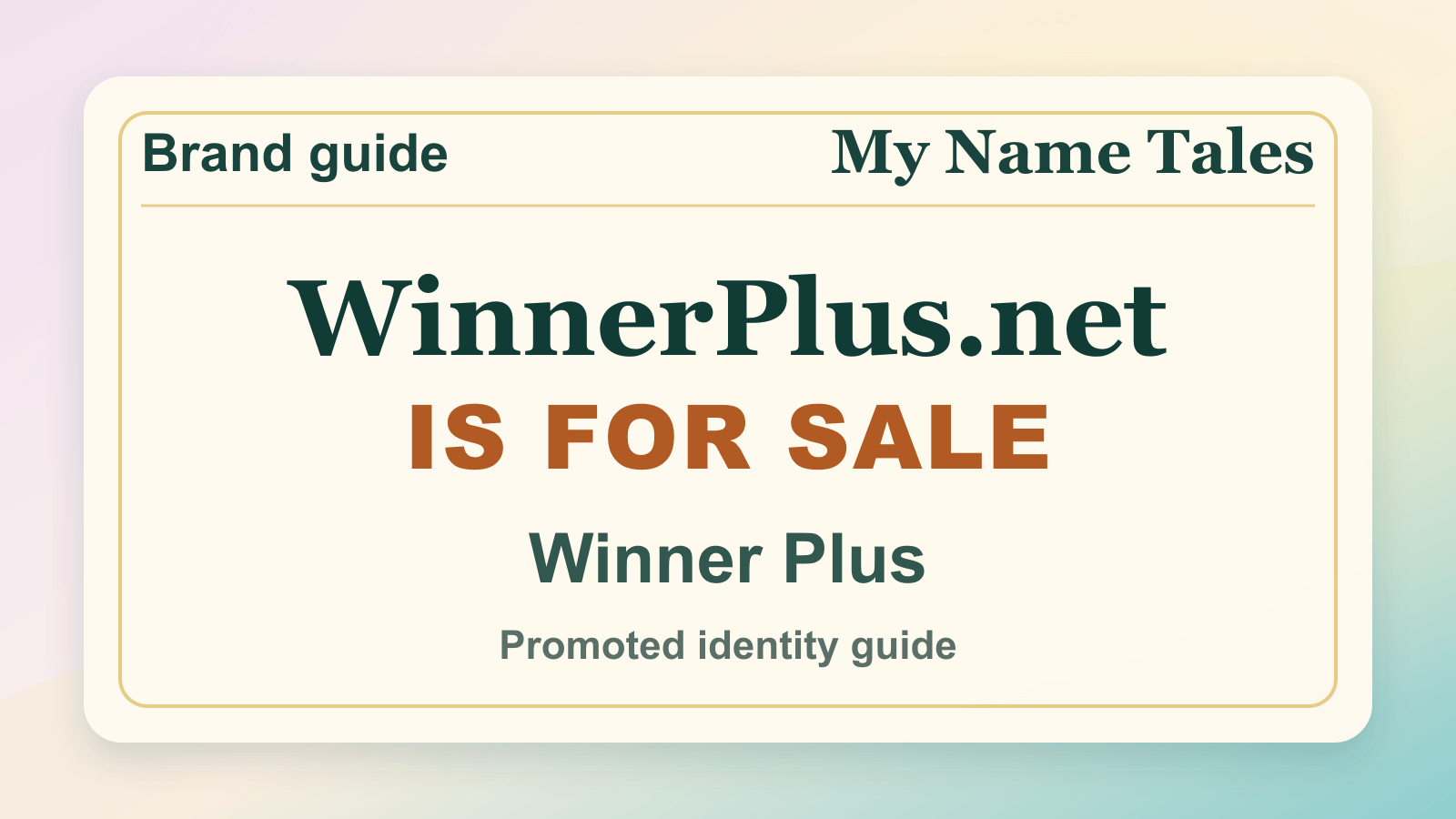 Winner Plus identity guide image — WinnerPlus.net is for sale