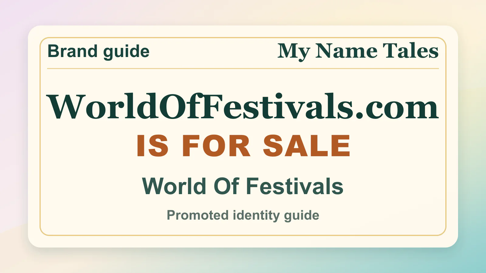 World Of Festivals brandable domain guide thumbnail on My Name Tales