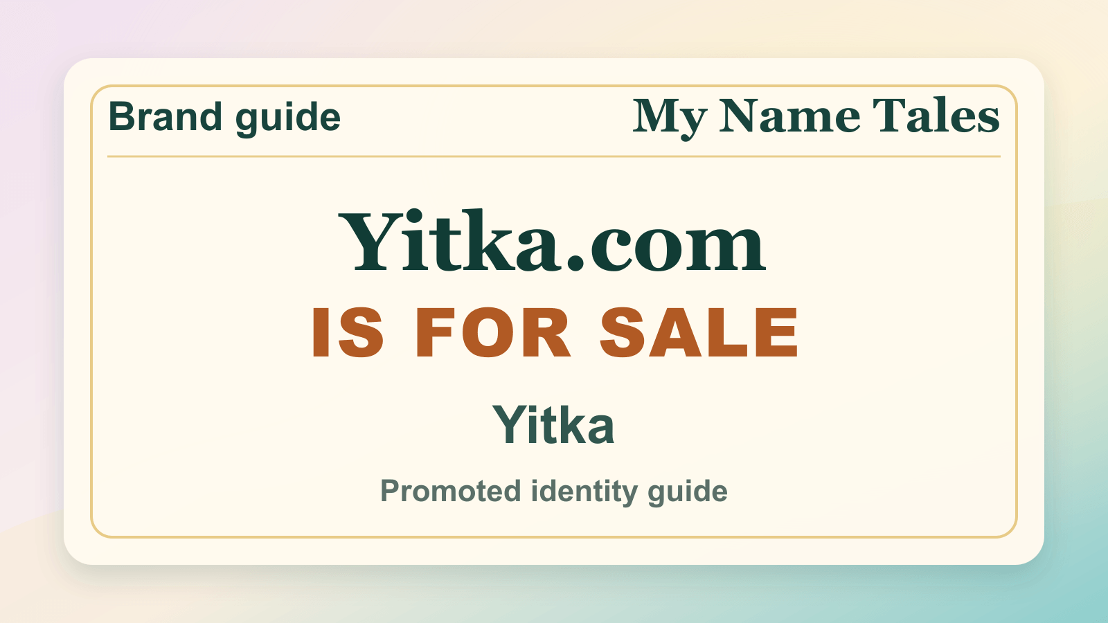 Yitka identity guide image — Yitka.com is for sale