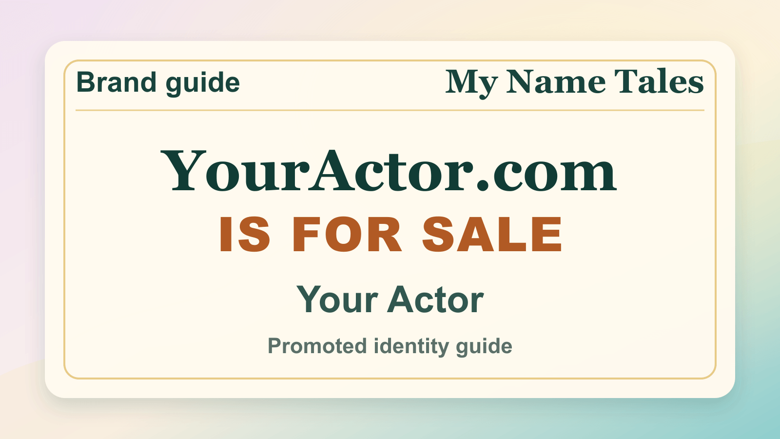 Your Actor identity guide image — YourActor.com is for sale