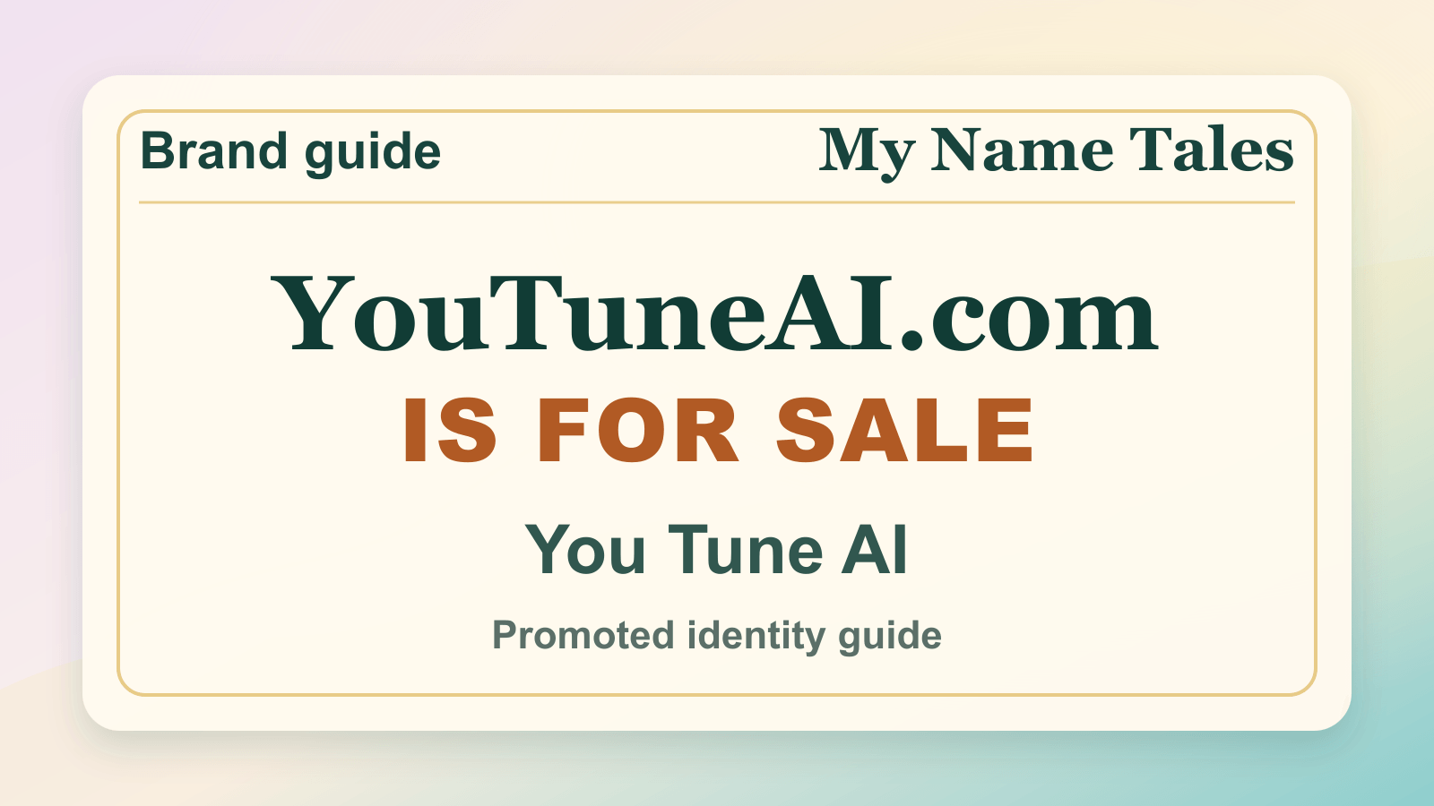 You Tune AI identity guide image — YouTuneAI.com is for sale